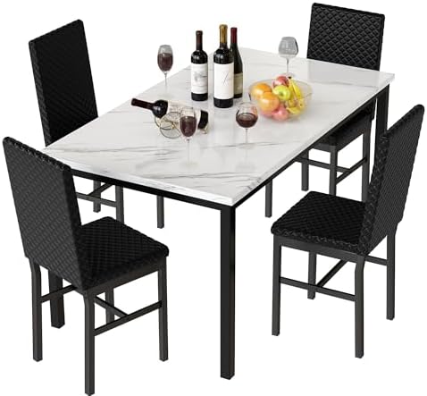 Hooseng Kitchen Table Set 5 Piece Dining Room Table Set Marble Dining Table 4 by Hooseng