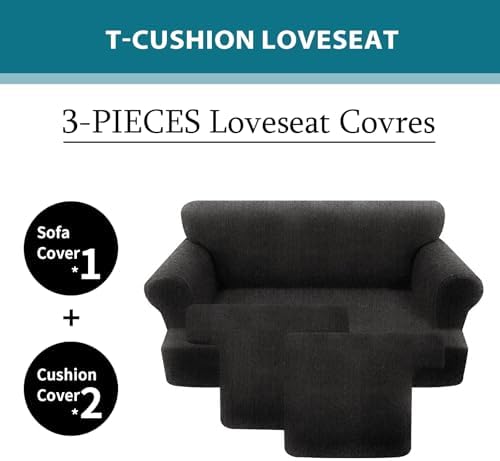 T Cushion Loveseat Slipcover 3 Pieces Sofa Covers - Image 3