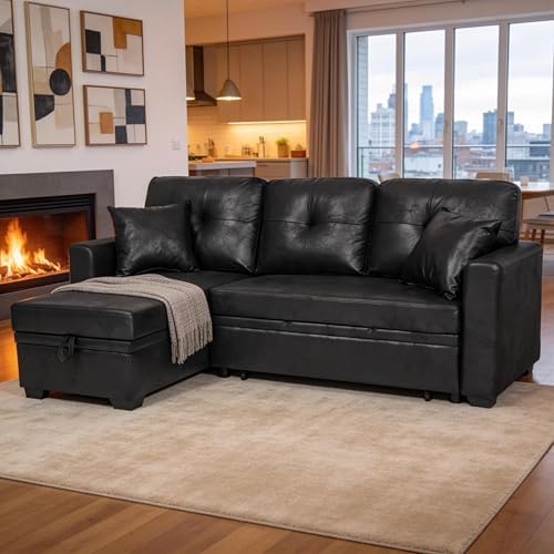 Eafurn Tufted Sectional Sleeper Sofa Pull Out Couch Bed - Image 5