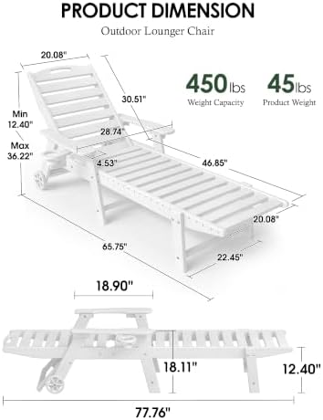 Chaise Lounge Outdoor Set of 2, Lounge Chair Outdoor - Image 2