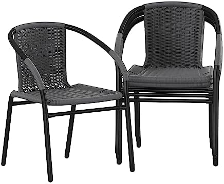 Flash Furniture Lila Modern Rattan Indoor/Outdoor Stackable Dining Chairs by FlashFurniture