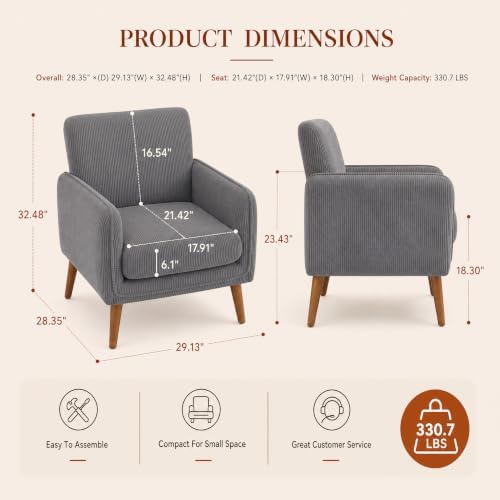 VINGLI Mid Century Modern Low Back Accent Chair - Image 2