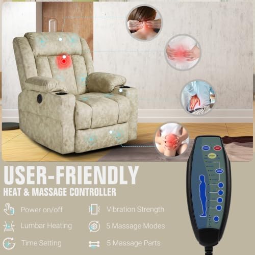 LAFWELL Retro Rocking Recliner Chair, Massage Rocker Recliner Chair - Image 6