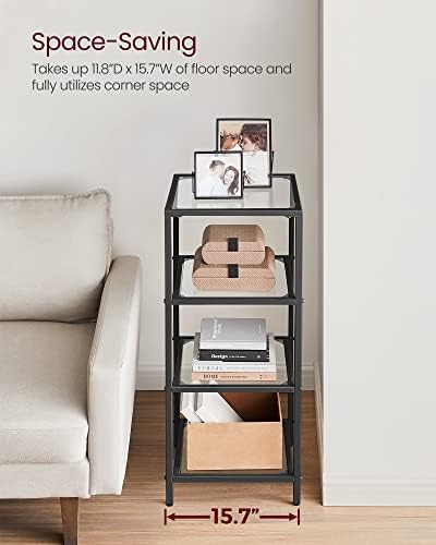VASAGLE Bookcase Bookshelf, Tempered Glass Bookshelves, Steel Frame - Image 5