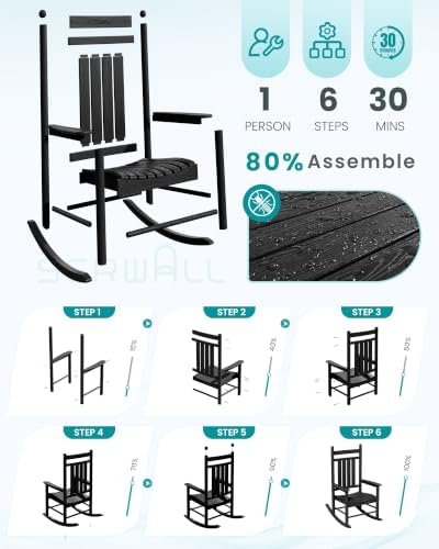 SERWALL Comfortable Outdoor Rocking Chairs Set of 2 - Image 5