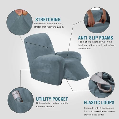 H.VERSAILTEX High Stretch Recliner Chair Covers Large Size Oversized Plush - Image 2
