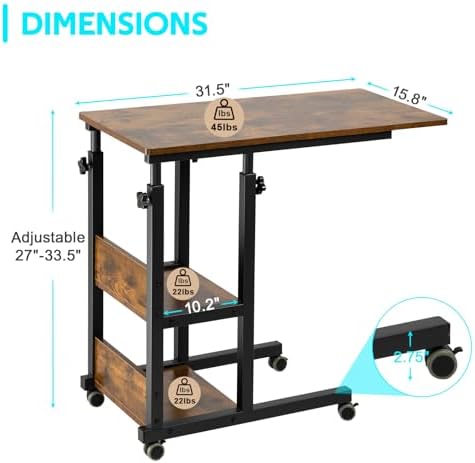 Hadulcet C Shaped Side Table Adjustable, Height Adjustable C Table - Image 3