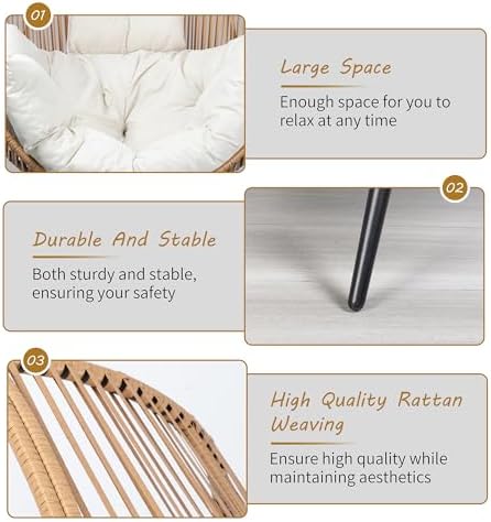 Shintenchi Wicker Egg Chair Outdoor Rattan Patio Chair - Image 3