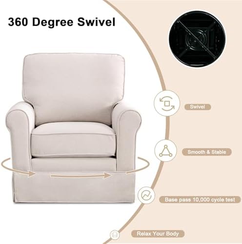INZOY Swivel Accent Chair Set of 2 Mid Century Modern Chair, Comfy Swivel - Image 3