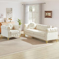 JEEOHEY 2 Pieces Mid Century Modern Chesterfield Sofa Set, Upholstered Button by JEEOHEY