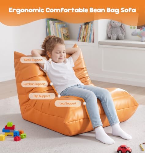 Hobestluk Bean Bag Chair Leather Togo Sofa Memory Foam - Image 3