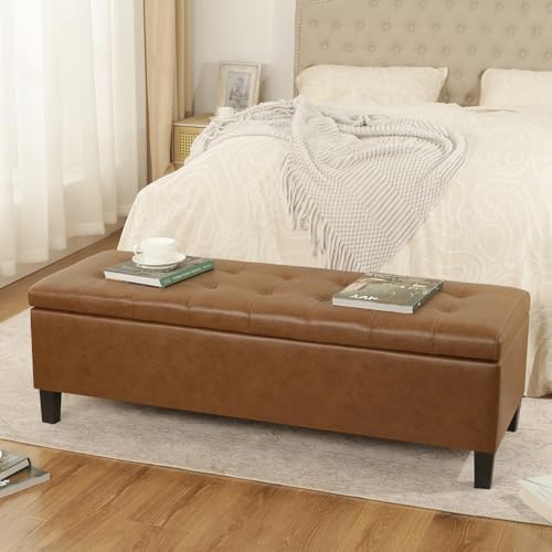 Ottoman with Storage, 51 Inch Large Ottomans Storage Bench - Image 6