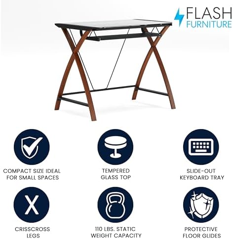 Flash Furniture Jude Tempered Glass Computer Desk - Image 4
