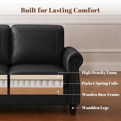 Kingfun Faux Leather Loveseat Sofa - Image 6