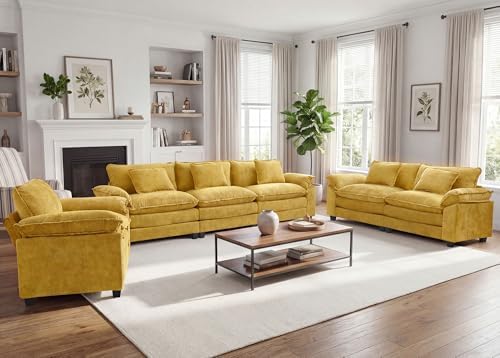 Oprisen 3 Pieces Cloud Couch Set, Upholstered Comfy Modular Sectional Sofa Deep - Image 2