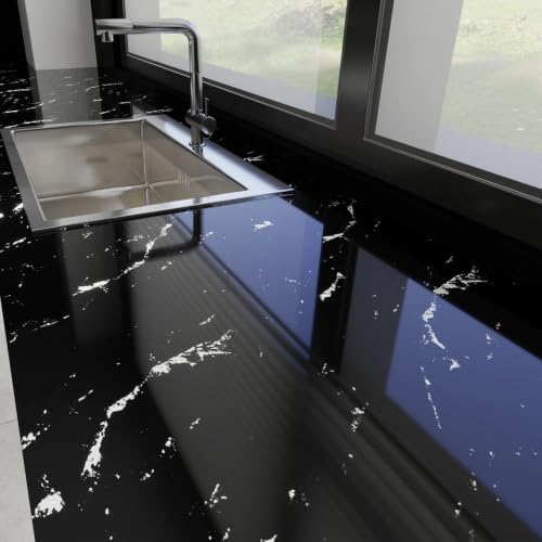 Glossy Black Marble Contact Paper - Image 2