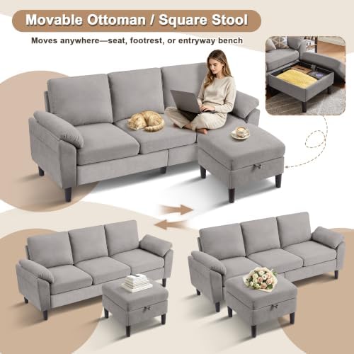 3 Pieces Sofa Set, L Shaped Sectional Couch and Loveseat Set - Image 6
