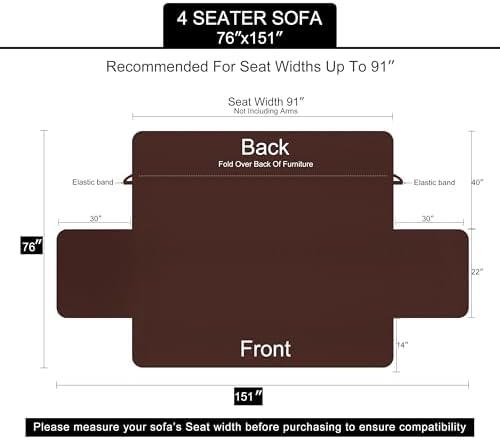 U-NICE HOME 4 Seater Sofa Cover 91''Large Couch Cover - Image 6