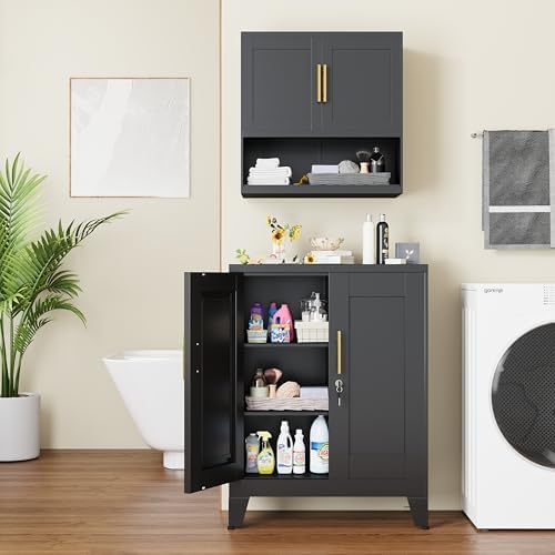 GAIOUS 36" Black Metal Storage Cabinet - Image 7