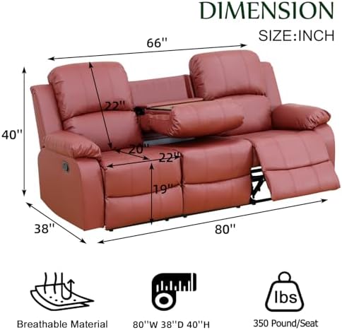 Leather Recliner Sofa，Reclining Sofa - Image 2