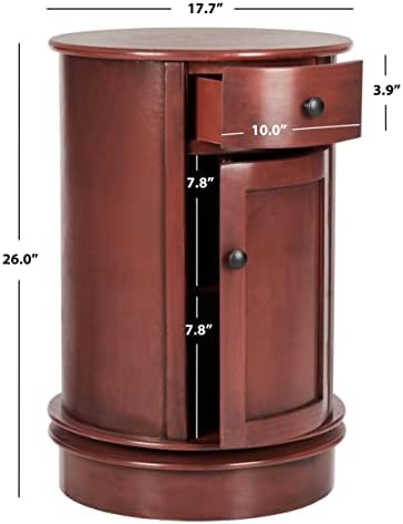 SAFAVIEH Tabitha Wood Side Table, 17.7" Red AMH5712E - Image 3
