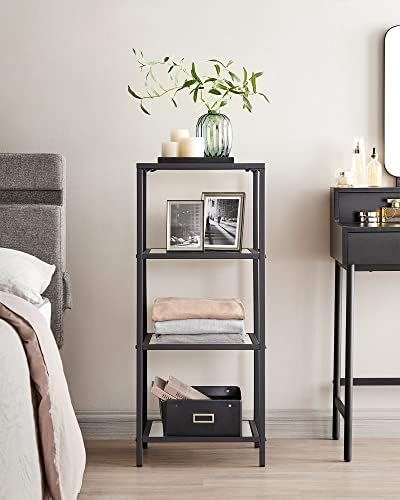 VASAGLE Bookcase Bookshelf, Tempered Glass Bookshelves, Steel Frame - Image 4