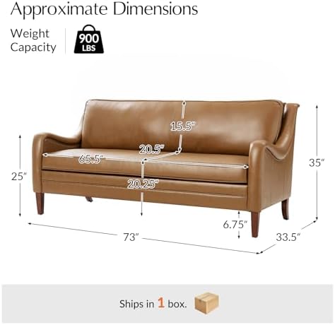 HULALA HOME Faux Leather Sofa - Image 2