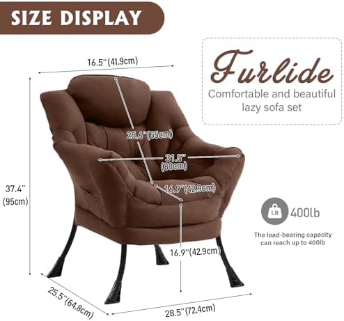 Furlide Lazy Chair with Ottoman, Soft Comfy Chair - Image 3