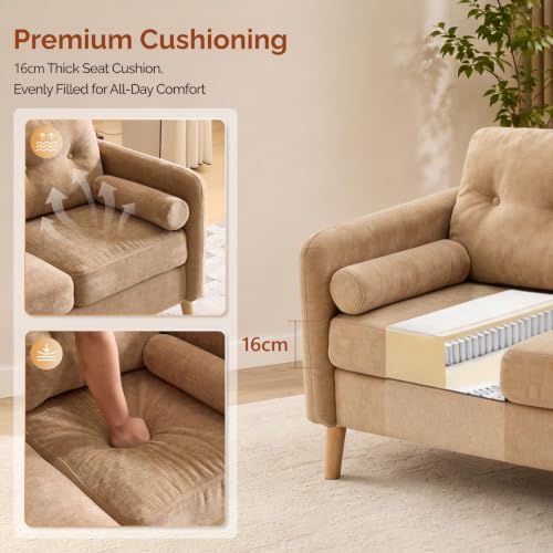 VINGLI 47" Khaki 2 Seater Chenille Sofa - Image 3