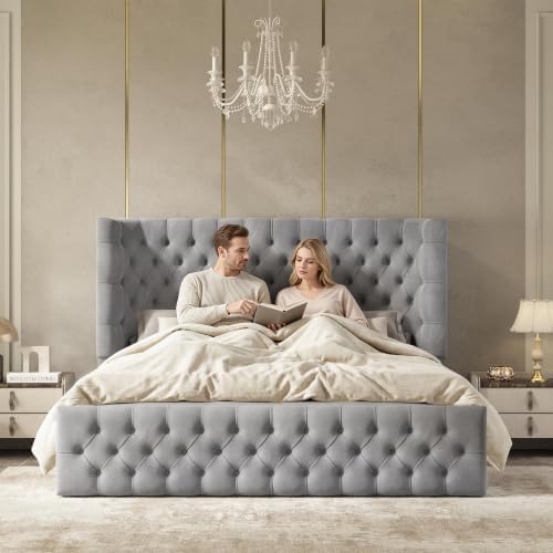 Jocisland Cal King Bed Frame Sleigh Headboard & Footboard - Image 3