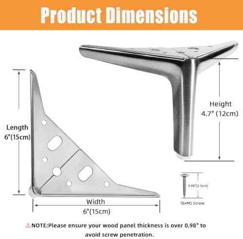 VEHCIL Furniture Legs for Couch Sofa Cabinet TV Stand & Dresser, Heavy Duty - Image 3