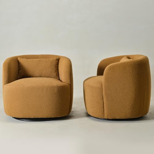 KINWELL 34" W Boucle Swivel Barrel Chairs - Image 6