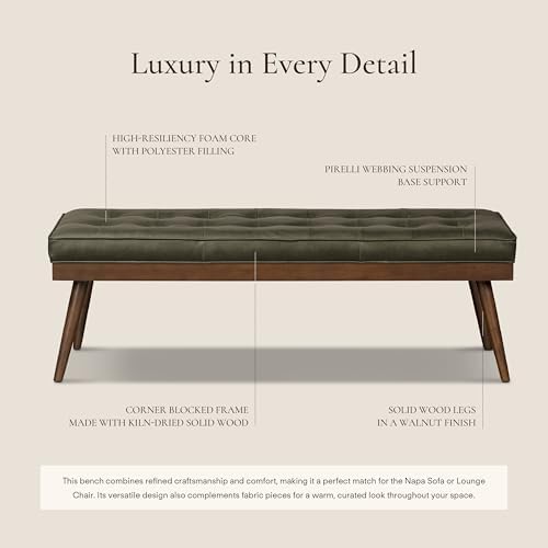 POLY & BARK 55" Tufted Leather Bed Bench - Image 4