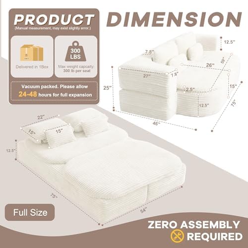 75'' Folding Sleeper Sofa Bed, Memory Foam Boneless Couch - Image 2