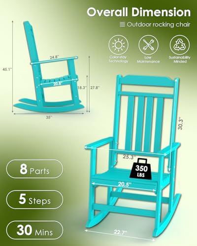 GREENVINES Classic Outdoor-Rocking-Chairs-Set-of-4, HDPE Rocker - Image 3