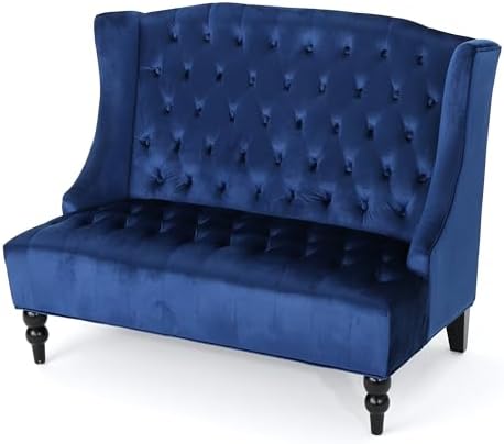 Modern Tufted Velvet Wingback Loveseat, Tufted Velvet 2 Seat Couch Sofas - Image 4