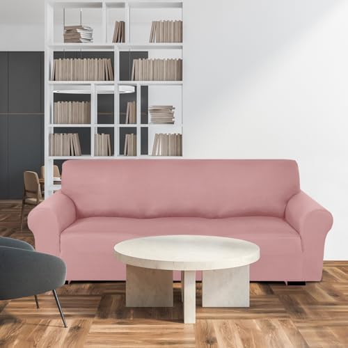 Peryiter 3 Pcs Couch and Loveseat Sofa Covers, Light Pink, Milk Silk - Image 7