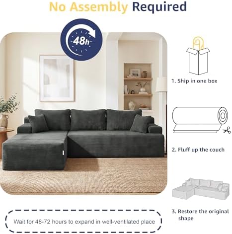 Hobestluk Boneless Couch Modular Sectional Sofa L-Shape Lounge Cloud Couch - Image 6