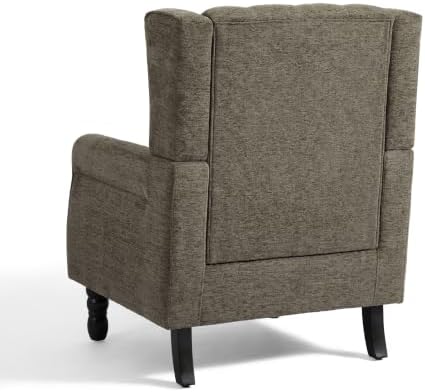High Back Accent Chairs Set of 2, Wingback Armchair in Fabric - Image 4