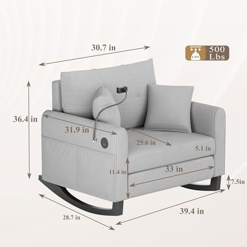 HOMREST Upholstered Oversize Rocking Chair - Image 2
