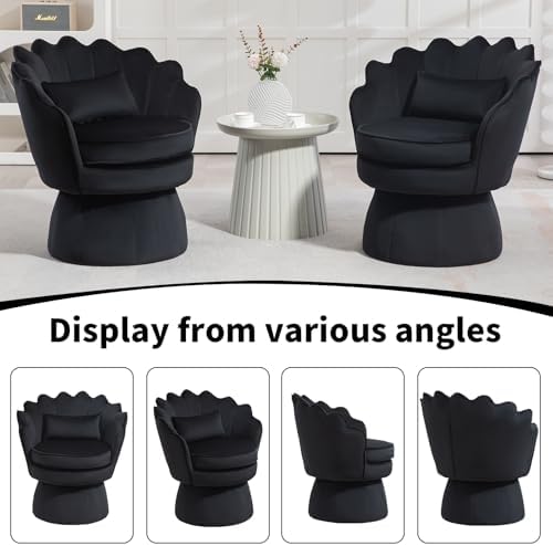 ZJhome 360° Swivel Accent Chair, Mid-Century Modern Velvet Barrel Chair - Image 6