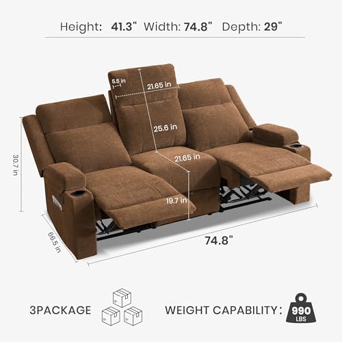 75'' Manual Reclining Sofa - Image 2