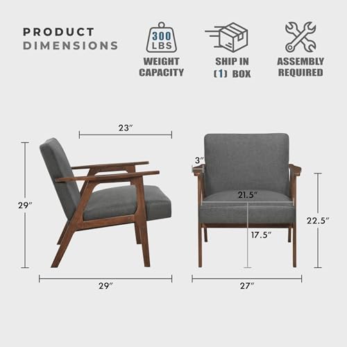Lexicon Mid Century Modern Accent Chair, Dark Gray - Image 2