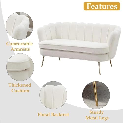 anwickjeff 59" Wide Modern Boucle Loveseat Small Sofa Small Mini Room Couch - Image 4