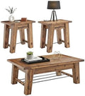 Alaterre Durango Rustic Industrial Solid Wood Coffee Table Set of 3 by AlaterreFurniture