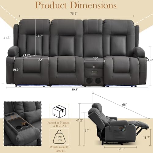 TUNYI Power Loveseat Recliner Sofa - Image 2