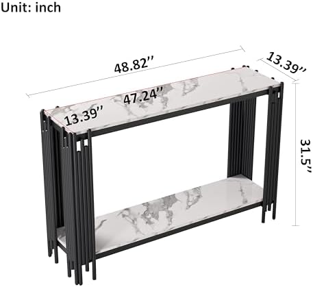 Faux Marble Console Table, Narrow Sofa Table Behind Sofa, Luxury Hallway - Image 2