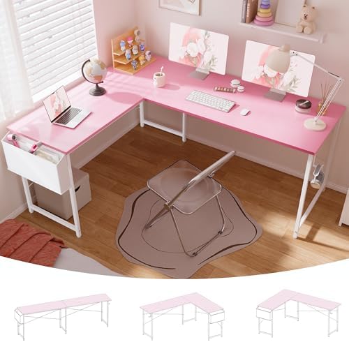 Pamray 64.5 Inch Reversible L Shaped Gaming Desk Large Corner Computer Desk by PAMRAY