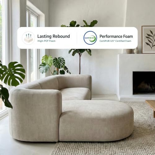 Acanva Mellow Modern Tight Curved Back Velvet Sofa, Left Chaise - Image 5