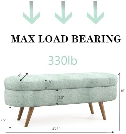 43.5" Ottoman with Storage, Storage Ottoman Bench with Safety Hinge, Bed End - Image 2